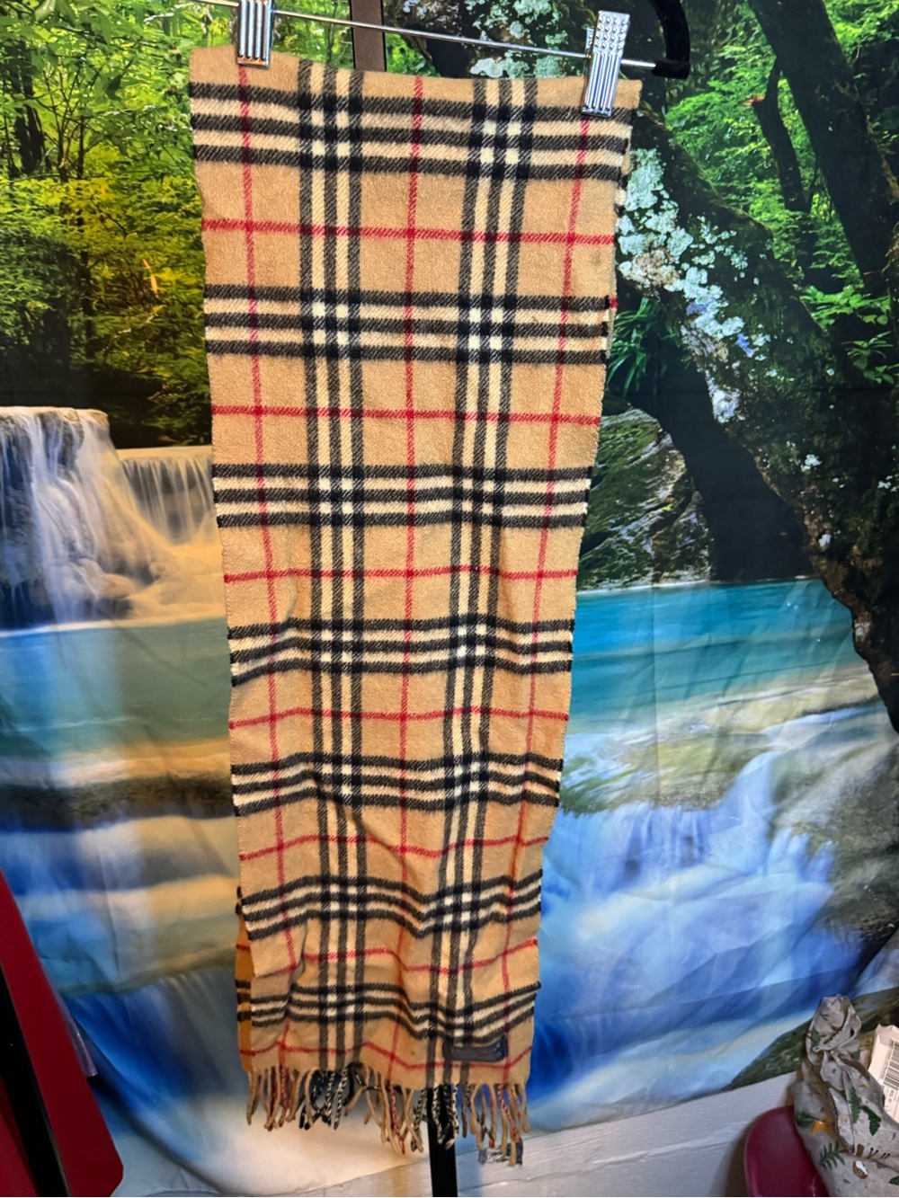 Burberry Plaid Scarf - Beige with Black & Red Check
